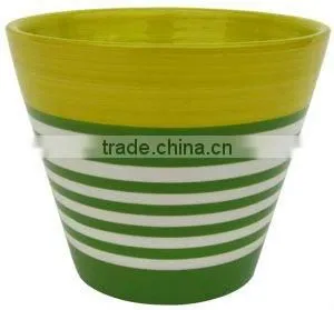 Blue stripe ceramic flowerpot