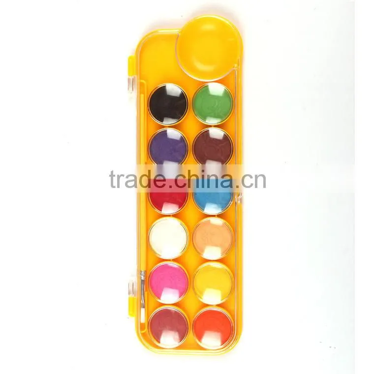 Wholesale Best Quality Cheap 12Colors Dry Water color Paint Set With Brush