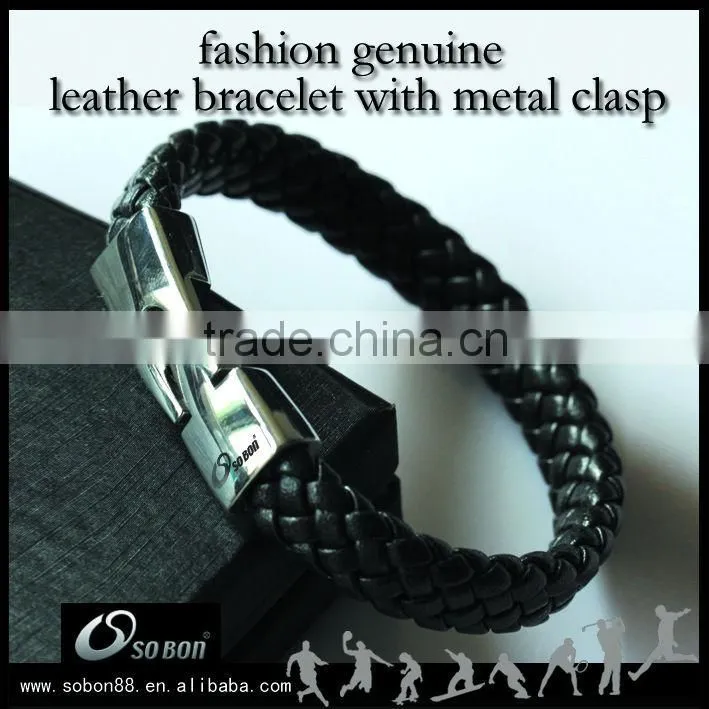 Fashion Jewelry New Design Handmade Braided Leather bracelet with Metal