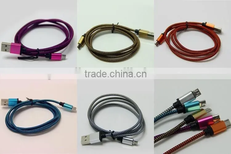 3ft nylon braided usb cable micro usb to mini din cable for iphone charger usb cable