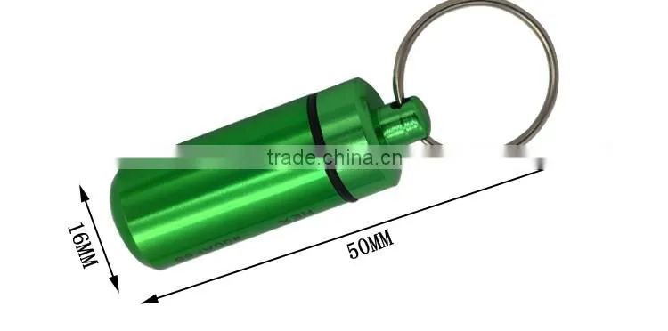 FDA Standard Custom Logo Aluminium Mini Pill Case Keychain