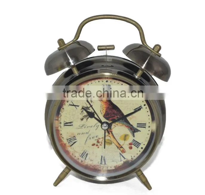 Hot selling birds alarm clock with double bells for promotional clock