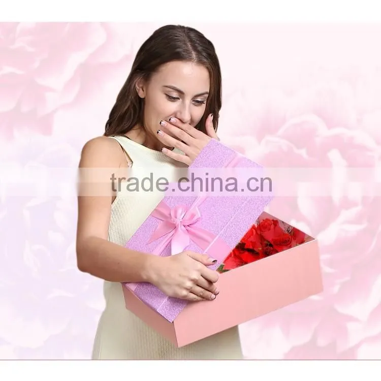 Fashion design paper gift box with lid/ribbon/bowknot elegant gift box