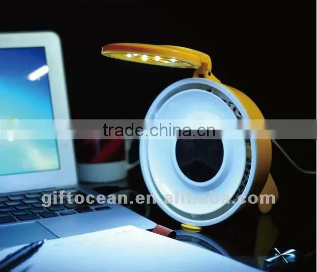 6" portable usb desk fan with led light with mirror