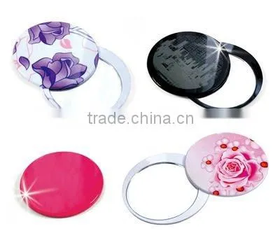 Beautiful doube sided metal round mirror comapct with paint on the cover