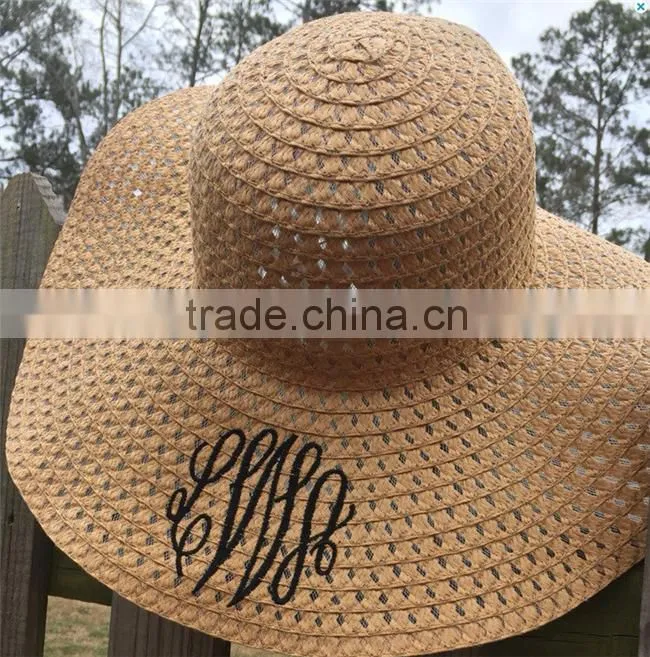 Personalized Custom Monogram Initial Folding Straw Beach Floppy Hats