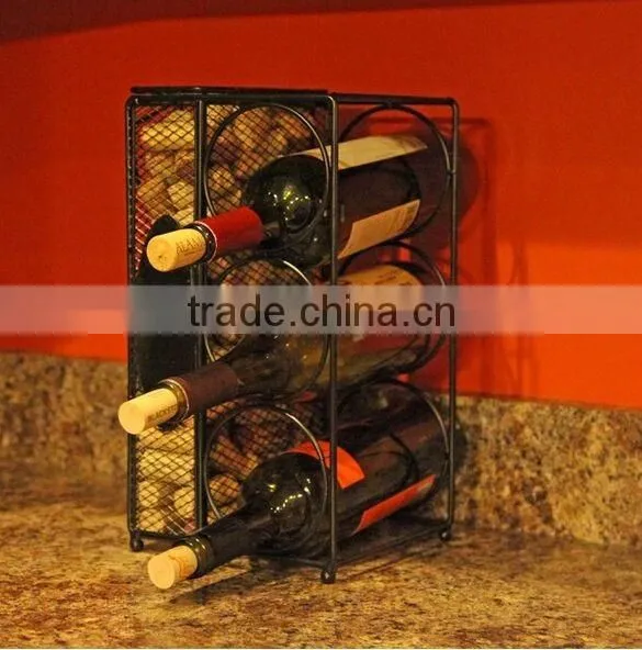 2 in 1 classical baking finish metal wine cork holder bottle holder
