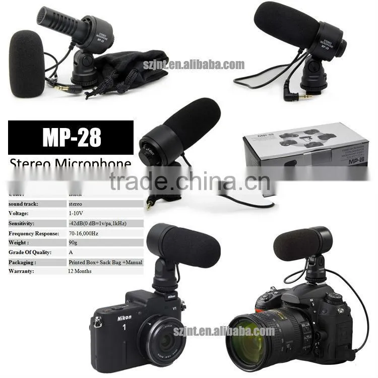 Back-electret condenser camera mini microphone MP-28 with standard hot shoe