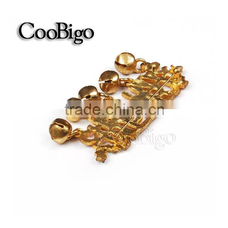 Fashion Jewelry Merry Christmas Regards Words With Little Bell Pin Brooch Christmas Party Gift Promotion Apparel Accessories