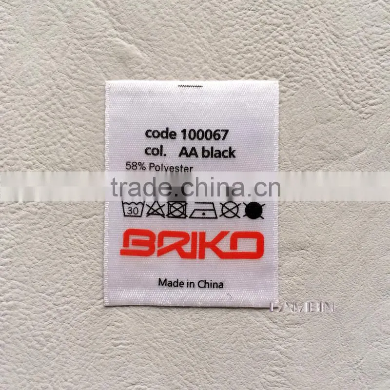 China garment trademark factory for washing care country origin label