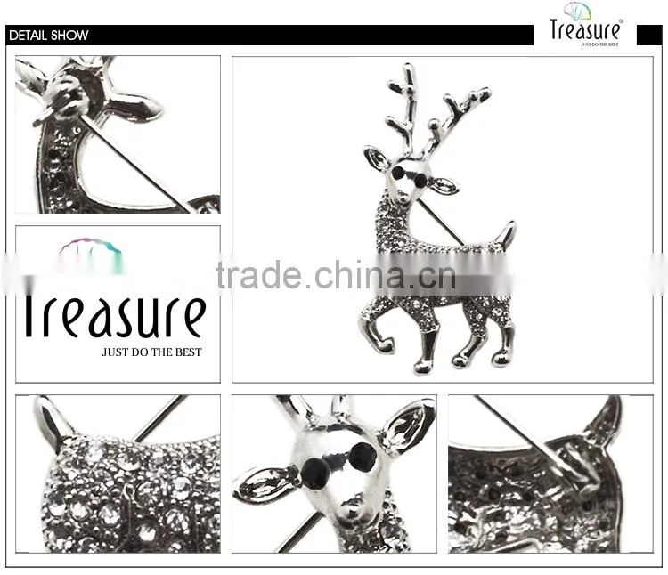 Brand Treasure deer brooch 2015 yiwu newest design fashion diamond deer brooch
