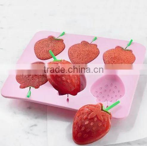 silicone strawberry ice lolly mold