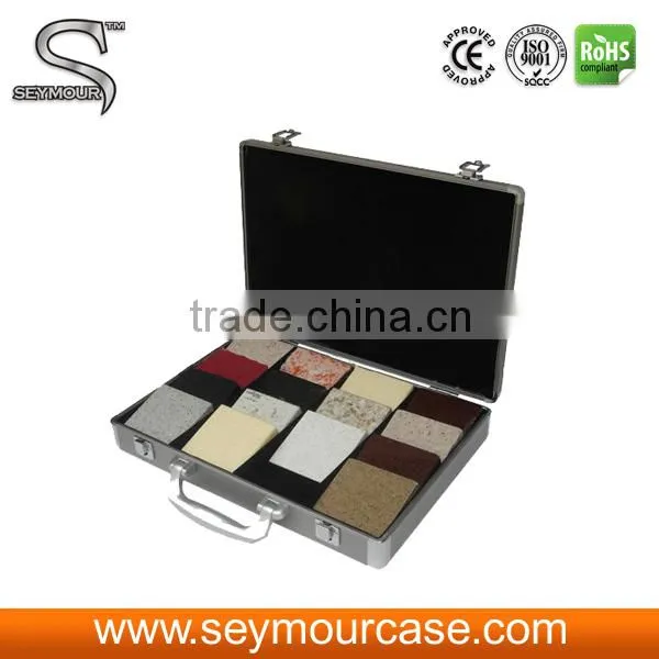 Merchandising Display Case For Quartz Stone Floor Tile Aluminum And Telescoping Handle Display Suitcase Alumimum Display Case