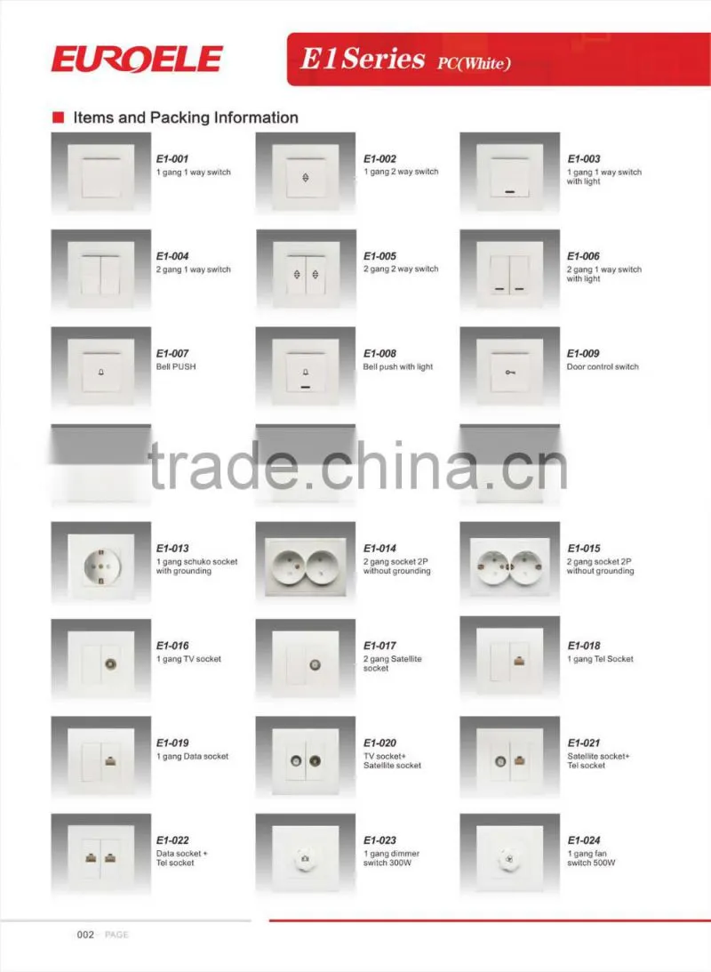 European Standard 86*86 type PC panel and frame Siliver contactor 1 Gang 1 Way wall switch