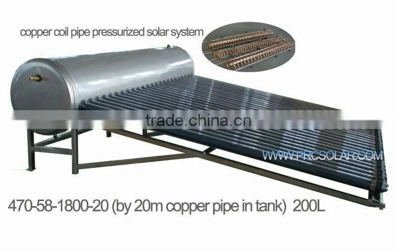 coil copper pipe pressurized solar water heater (direct solar system)