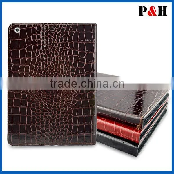 Crocodile leather carry case cover for ipad,croco leather cover for ipad air