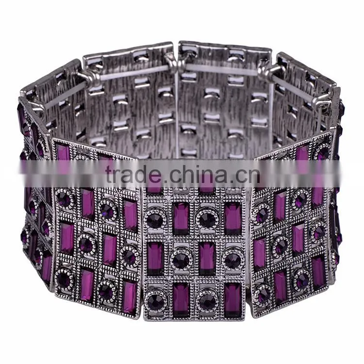 Free sample 2016 new design silver tone acrylic stones women bangle bracelet