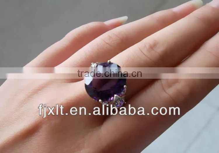 Custom Design Fashionable 925 Sterling Silver Big Amethyst Ring
