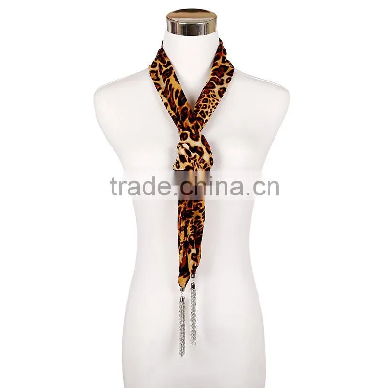 2015 New design chiffon leopard print scarf,infinity scarf