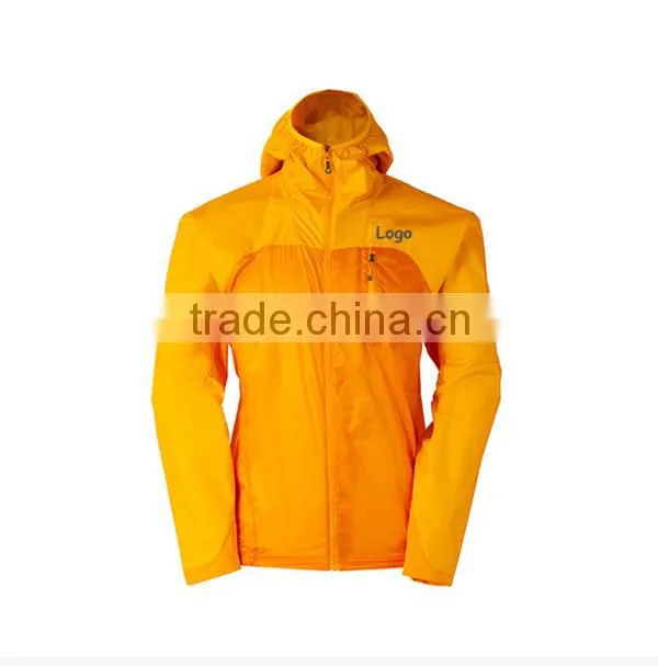 Factory price yellow bright color mens breathable running jacket/rain jacket