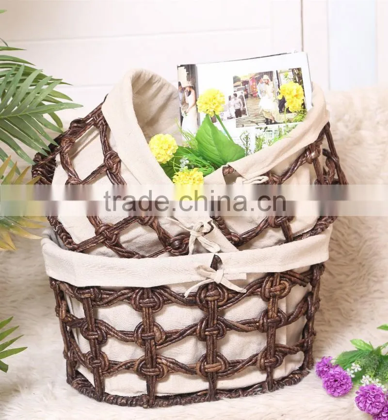 100% Handmade Printing Paper Band Storage Basket Set Of 4