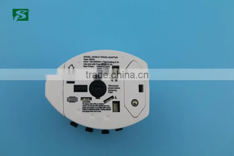World plug power adapter input 100~240v ac 50/60hz