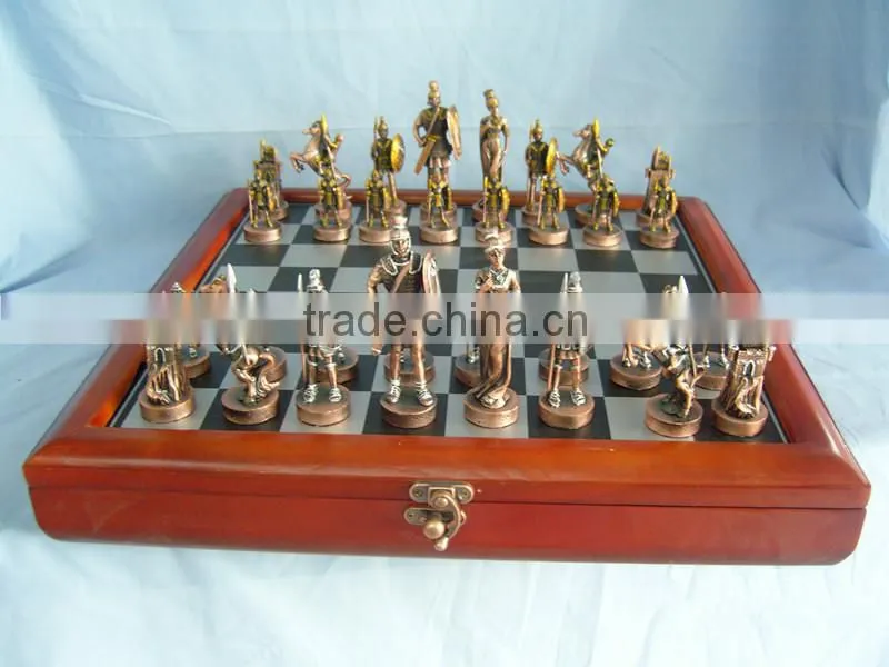 Warrior Knight design metal chess with board