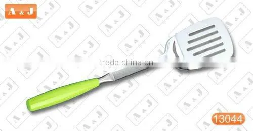 Stainless Steel Slotted Turner with Green Handle