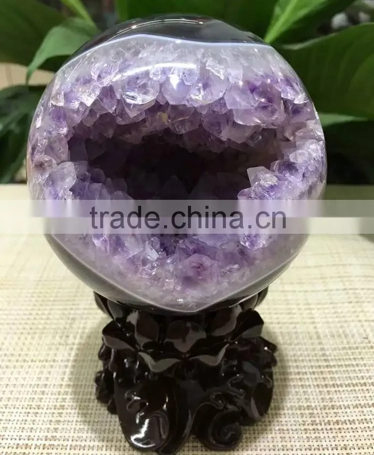 lovely natural agate geode amethyst laughing smile crystal ball sphere