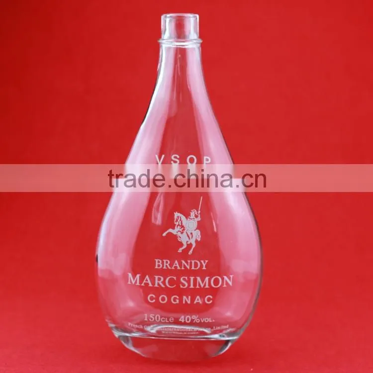Excellent quality frosted liquor round bottles empty fancy bottles clear drink bottles 750ml