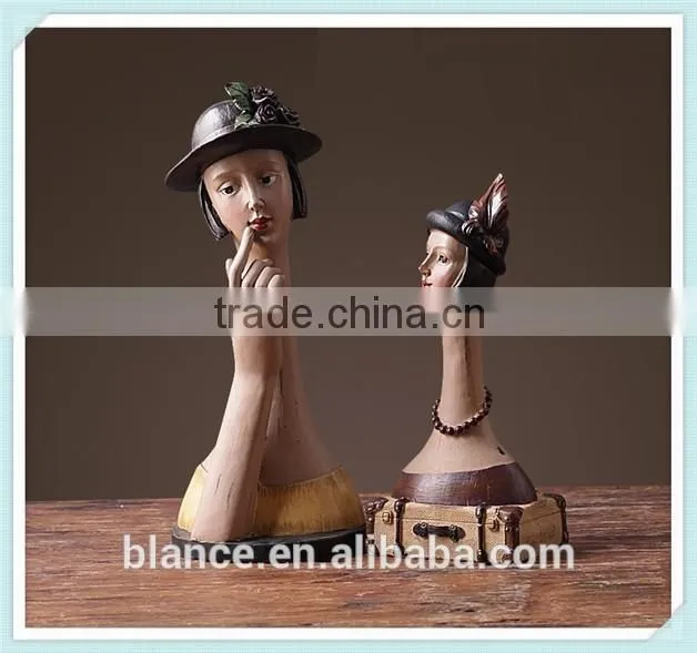 resin elegant lady bust statue white lady figurine for indoor decor