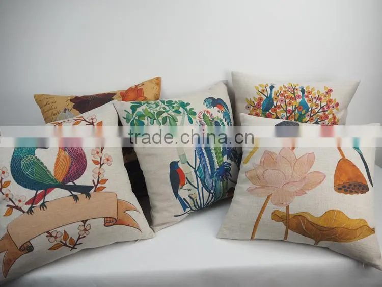 Custom bird design digital print wholesale pillow case with plain style
