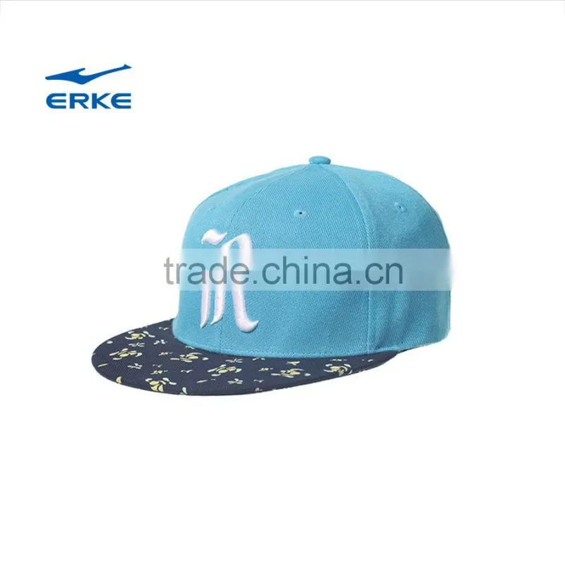 ERKE casual adjustable flat bill vintage hats hip pop baseball caps snapback with flower brim