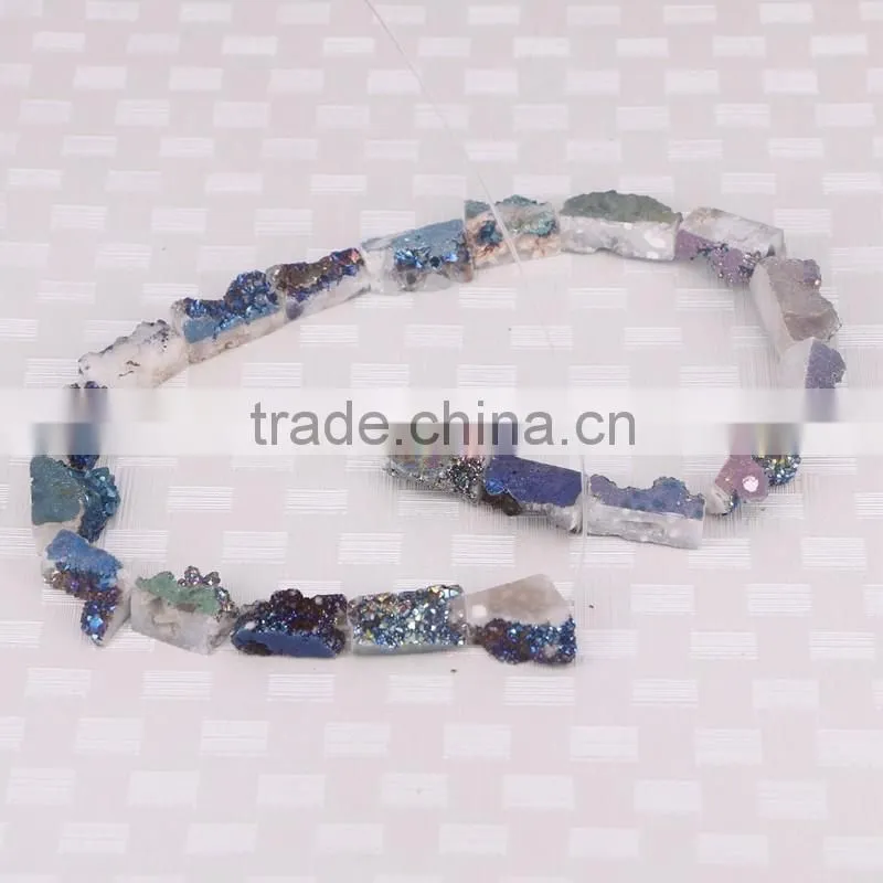 Full Strand Titanium AB Druzy Agate Beads, Drusy Agate Quartz Connector Beads For Jewelry Making