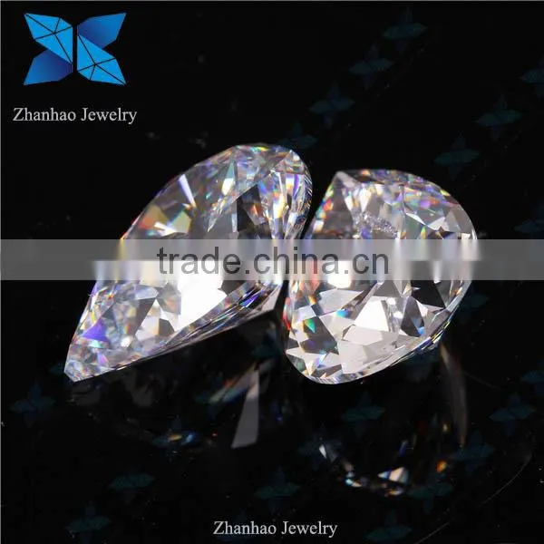 Wholesale loose white pear rough cz stones