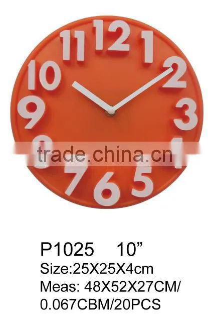 hot selling home decor 3d round plastic wall clock