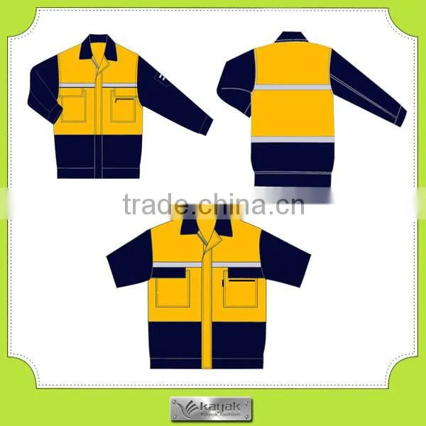 2014 latest design 230gsm 35%cotton contrast color unisex workwear