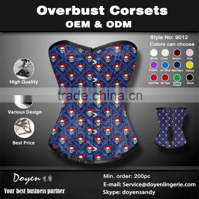Cheap Steel Boned Lace Printing Corset Body Shaper Waist Training Corsets