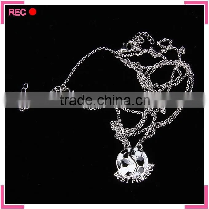 Best friends forever necklaces, football pendant latest model fashion necklace