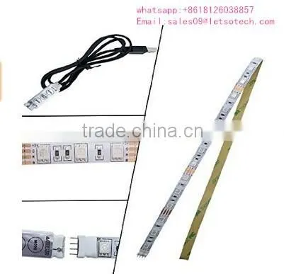 CE ROHS approved 5V SMD5050 USB strip light IP65 with controller and usb cable tv led backlight USB charged RGB LED strip