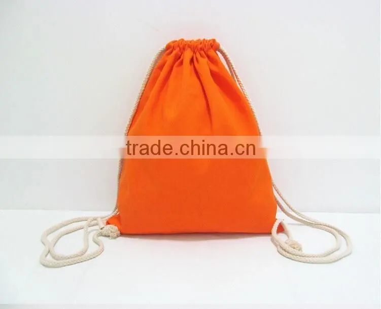 logo printingable Wholesale canvas fabric Drawstring Tote Cinch Sack Promotional Backpack Bag
