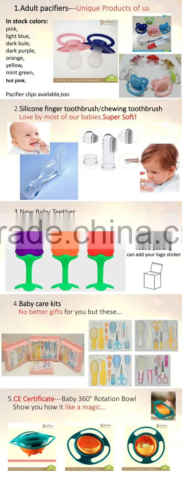 Unisex animal Designs Teething Ring Nipple Baby Pacifier Clip Funny Holder