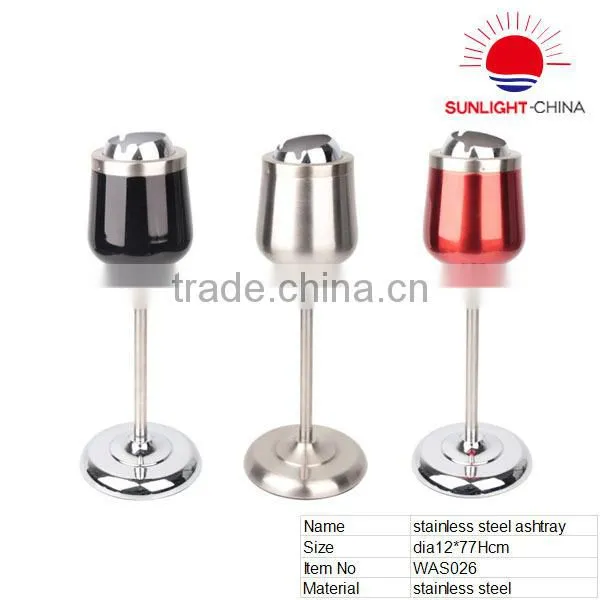 new colored standing stainless steel wine glass shape ashtray