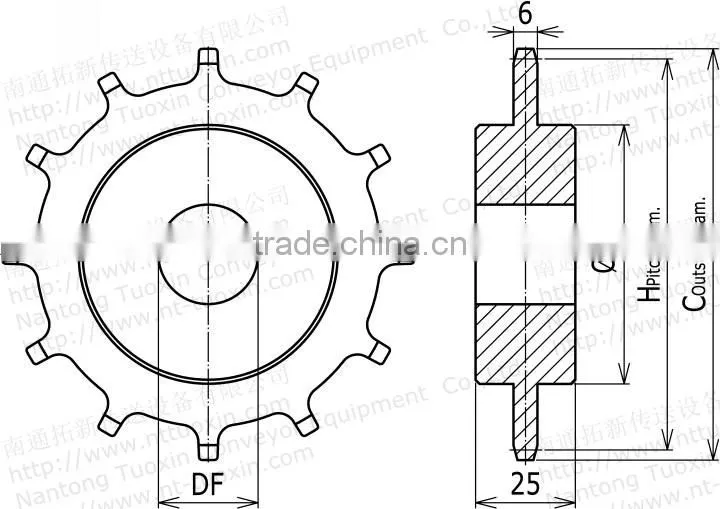 SNB M2 Machined Classic Conveyor Plastic Sprocket