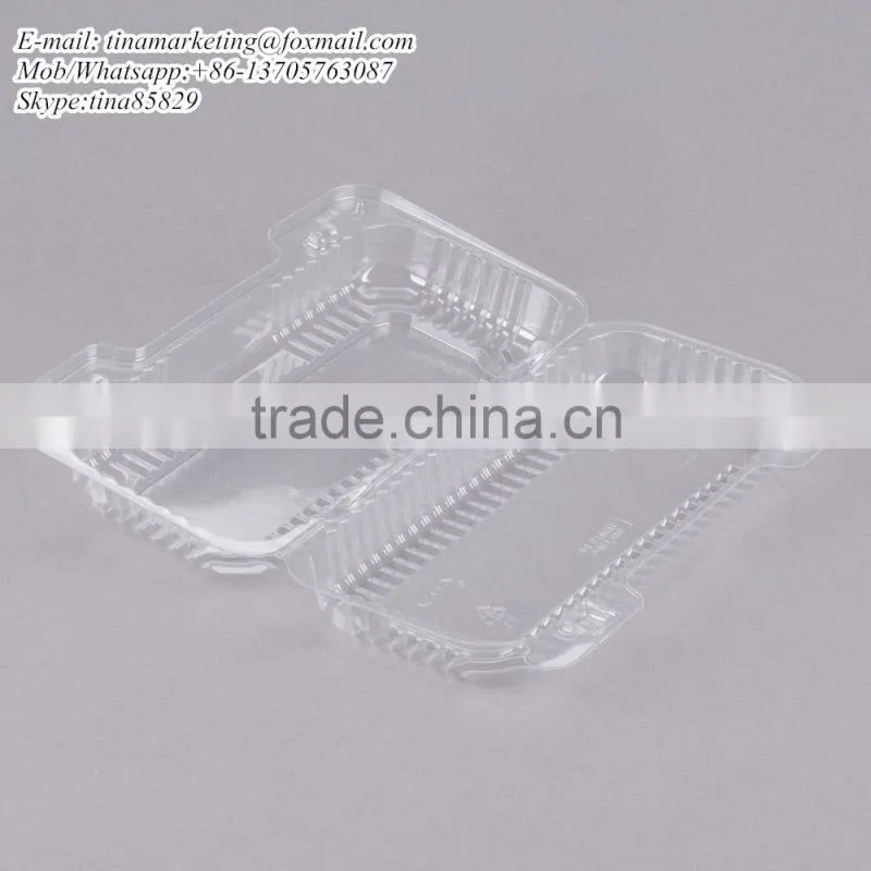 Duralock Clear Hinged Plastic Small Oblong Container, Clamshell Clear Take Out Food Box For Hotdog