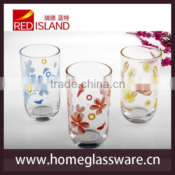 9 oz decal flower pattern glass juice tumbler cup