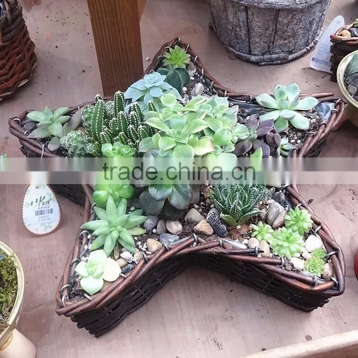 Handmade wicker basket heart-shaped retro pastoral desktop simulation flower planting pot plants meat storage basket