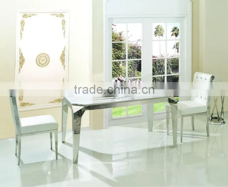 Modern Design Living Room Furniture Long-lasting Marble Top Stainless Steel Dining Table TH338