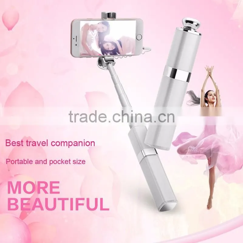 Good quality lipstick style selfie stick portable lipstick selfie stick for smart phone