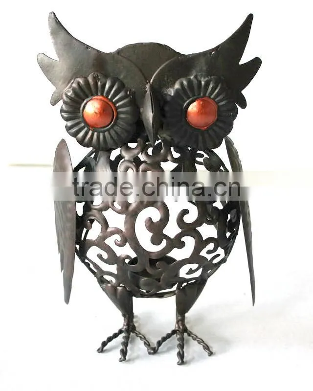 Metal owl outdoor garden decor